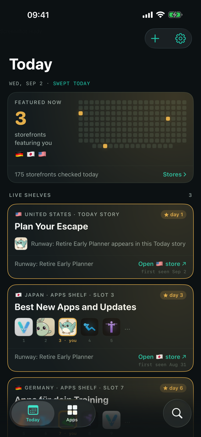 Today: featured now, live shelves